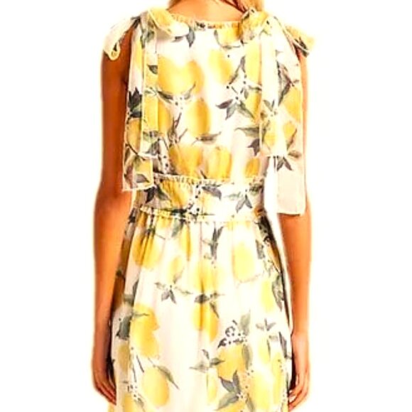 SLEEVELESS LEMON PRINT L SCOOP NECK 3 TIER FLOUNCE ON SKIRT SLIM TANK DRESS - Picture 3 of 5